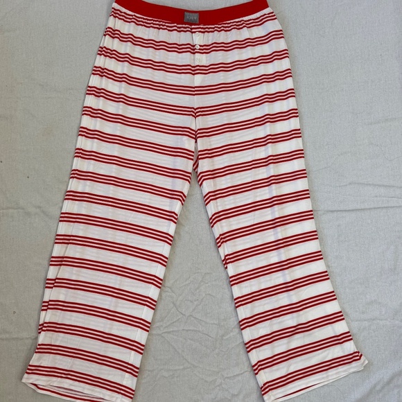 J.Crew Womens ECO Dreamiest LS Henley 2pc. Strip Pajama Set Top Pants Sz. Large - Picture 11 of 15